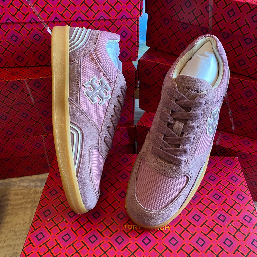 Tory Burch Pink Sneakers with Gold Details